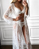 Chicme- Lace Sheer Mesh Lingerie Set With Eyelash Lace Cardigan