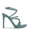 Ninewest- Lexy Ankle Strap Heeled Sandals (BLUE GLITTER)