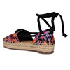 Ninewest- Meaks Ankle Wrap Espadrille Flats (BLACK MULTI FLORAL)