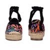 Ninewest- Meaks Ankle Wrap Espadrille Flats (BLACK MULTI FLORAL)