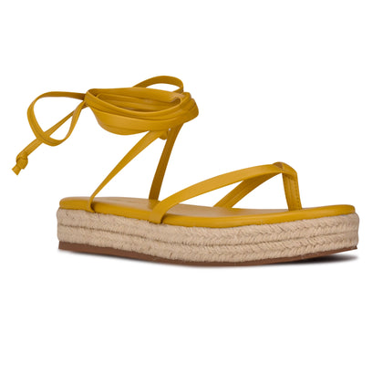 Ninewest- Monee Ankle Wrap Flat Sandals (YELLOW)