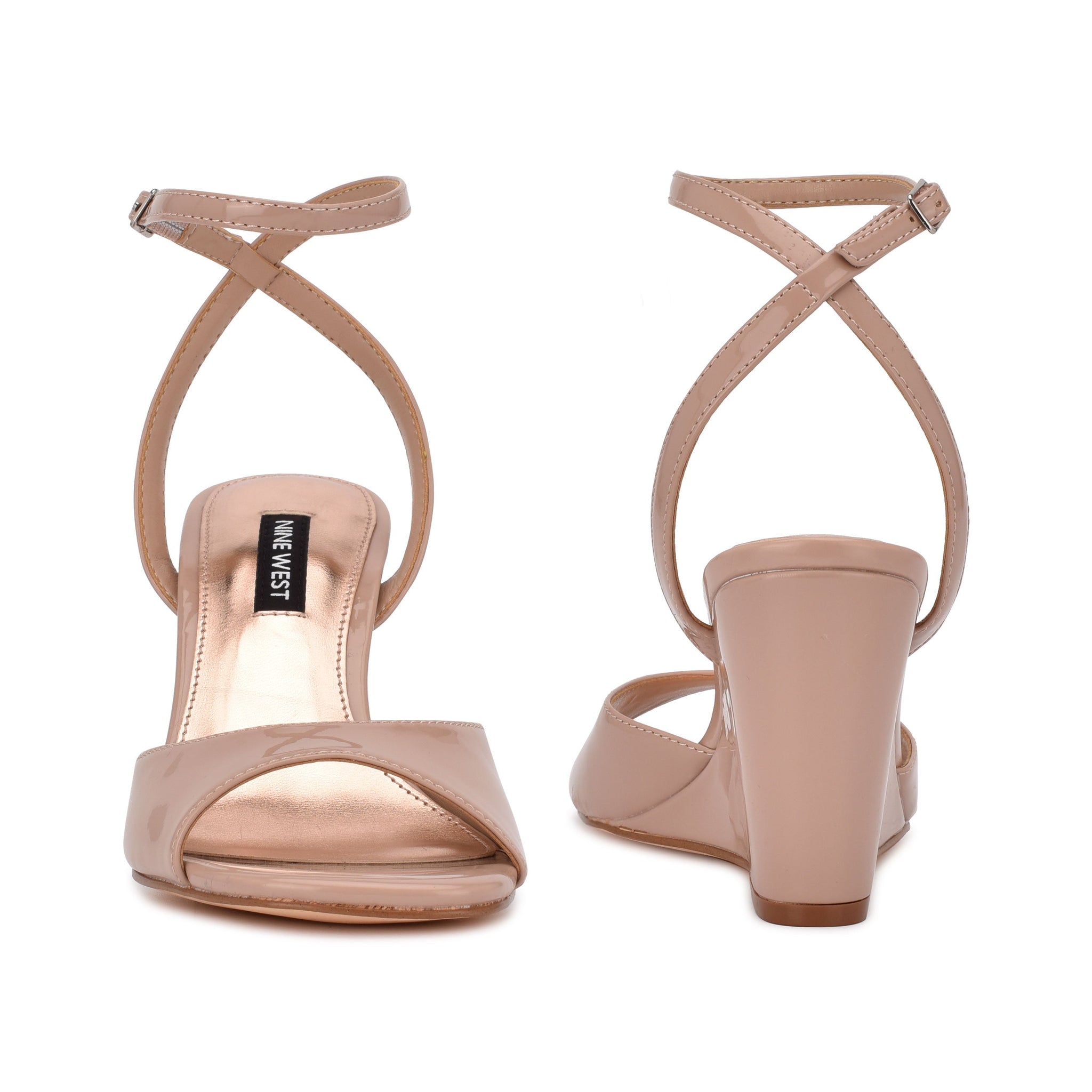 Ninewest- Nevr Ankle Strap Wedge Sandals (BARELY NUDE)