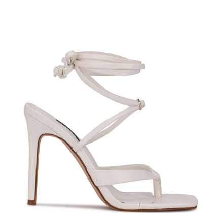 Ninewest- Terrie Ankle Wrap Heeled Sandals (WHITE)
