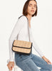 DKNY- Sina Basketweave Shoulder Flap - Natural/Black