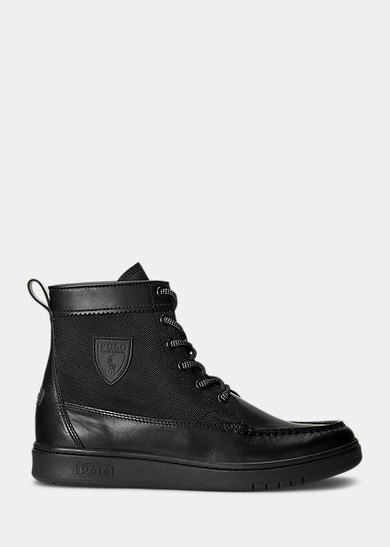 Polo Ralph Lauren Sneaker Boot Mens 14 Black Solid Mid Top Modern Sneaker Boot POLO RALPH LAUREN Footwear: 10.5 D Black Leather Oslo Lace  main image 2
